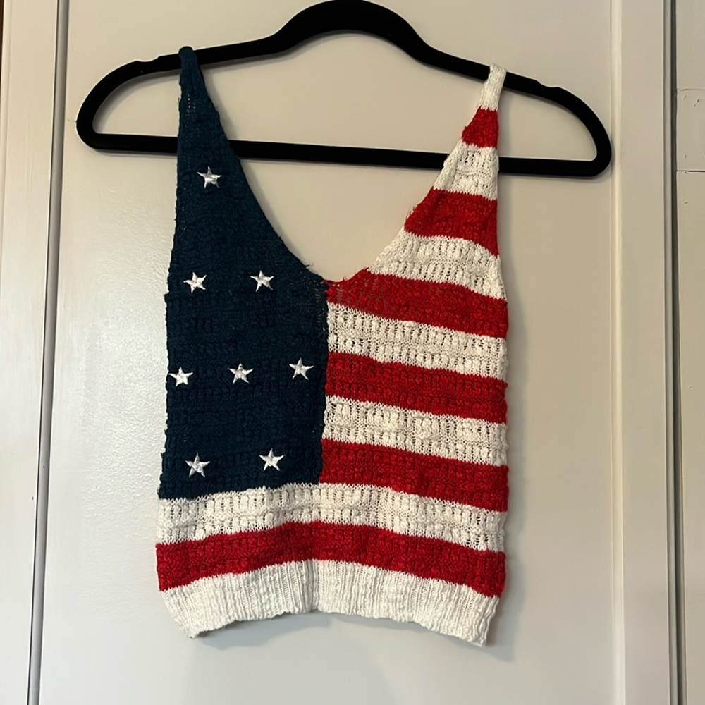 XS American Flag sweater crop top